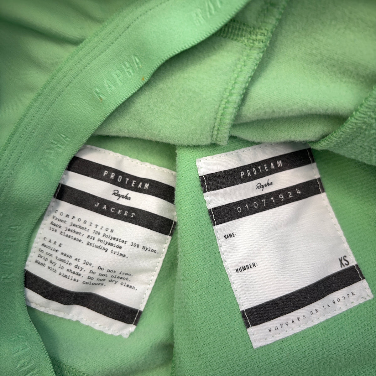 Rapha Pro Team Jacket Forçats de la Route - Extra Small - Green / Black - Very Good Used Condition