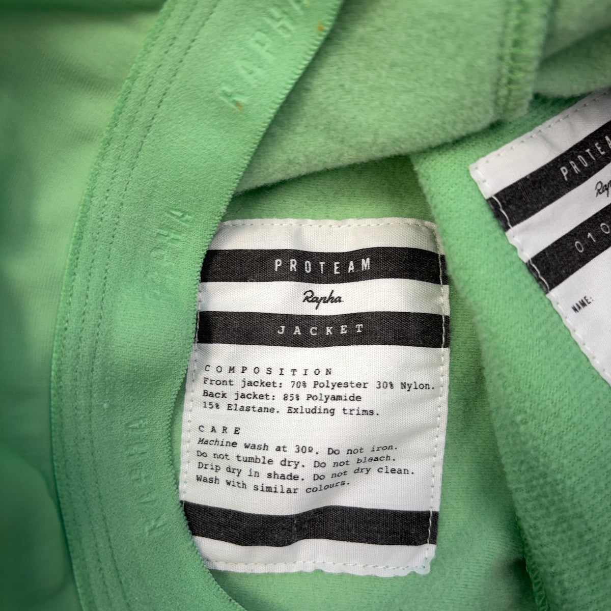 Rapha Pro Team Jacket Forçats de la Route - Extra Small - Green / Black - Very Good Used Condition