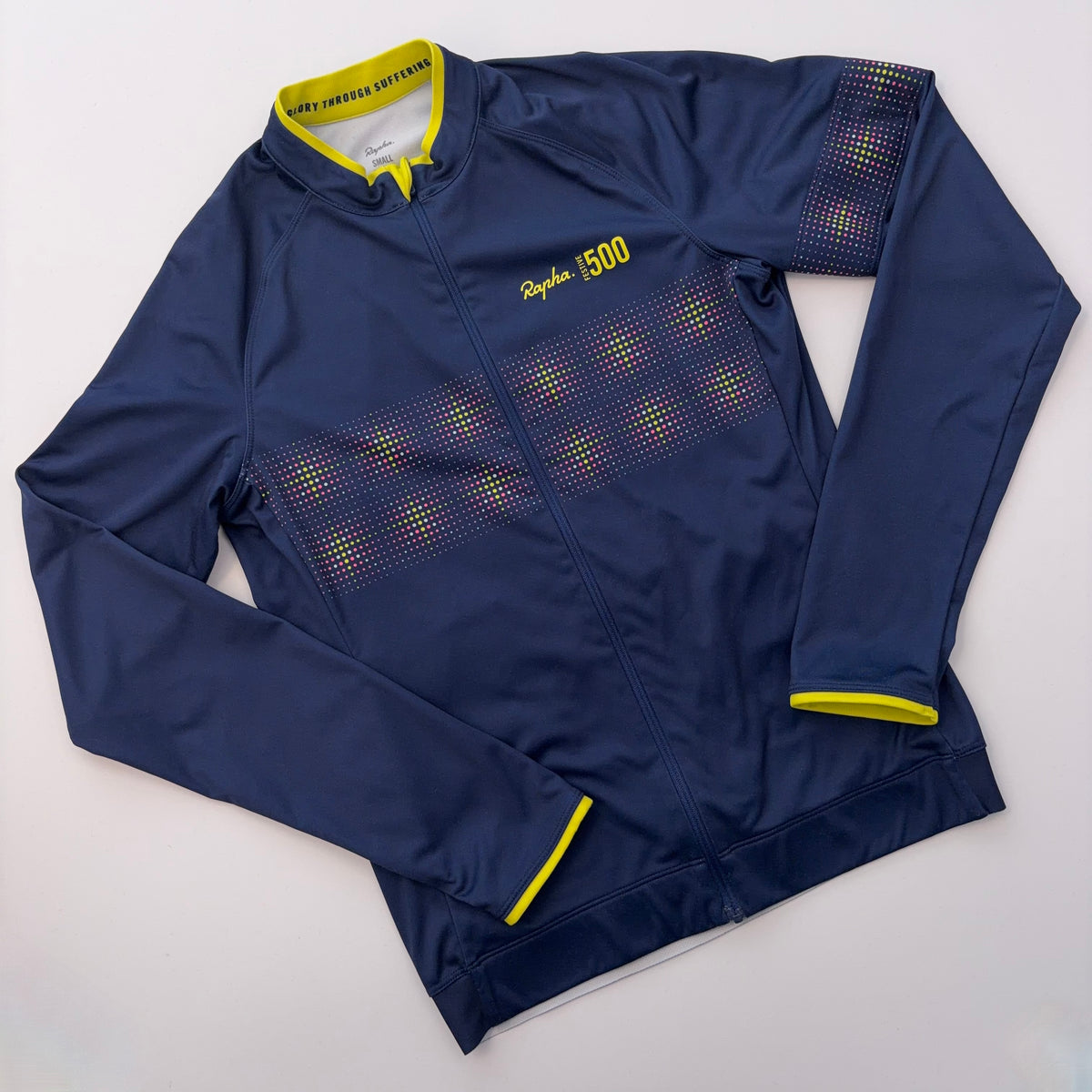 Rapha Women's Festive 500 Core Jersey - Small - Dark Navy Yellow - Very Good Used Condition