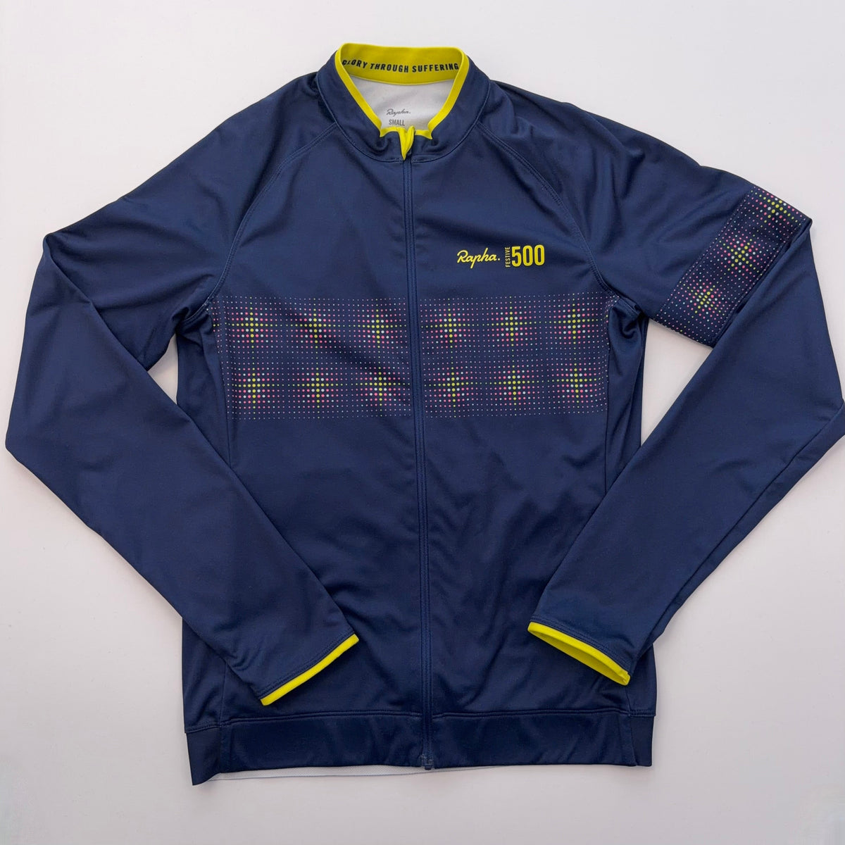 Rapha Women's Festive 500 Core Jersey - Small - Dark Navy Yellow - Very Good Used Condition