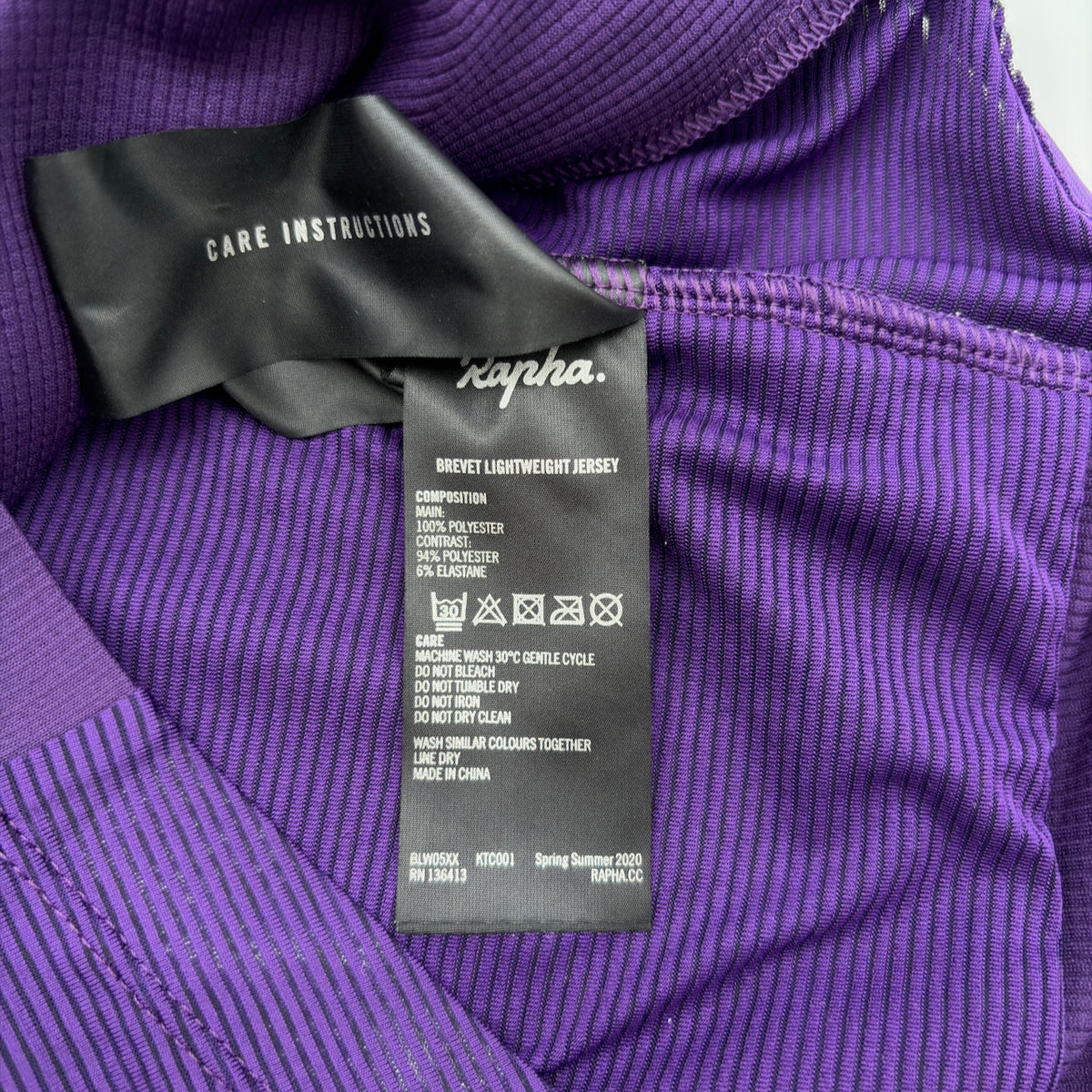 Rapha Men's Brevet Lightweight Jersey - S - Dark Purple - Excellent Used Condition