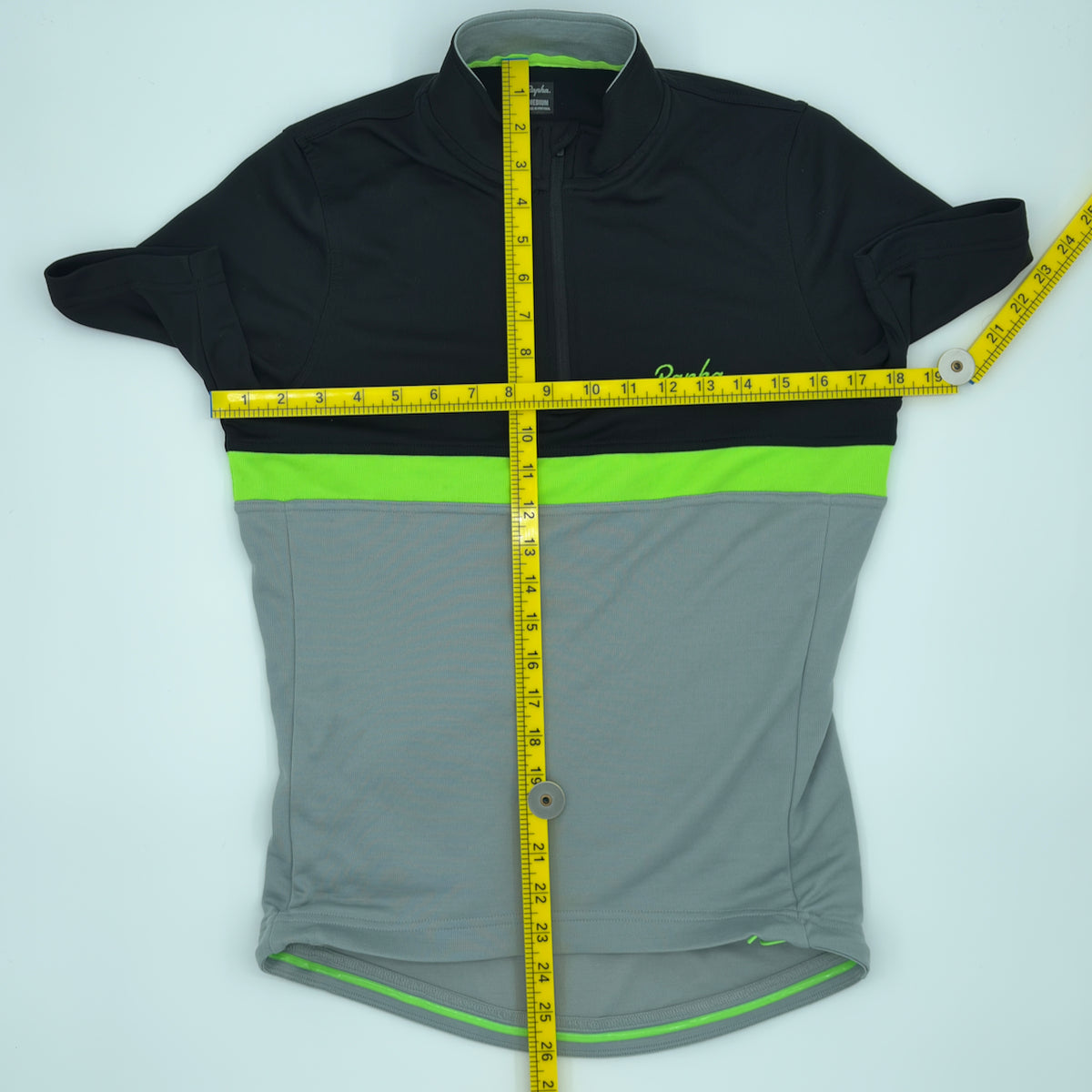 Rapha Men's Club Jersey - Medium - Black / Hi-Vis Green / Grey - Very Good Used Condition