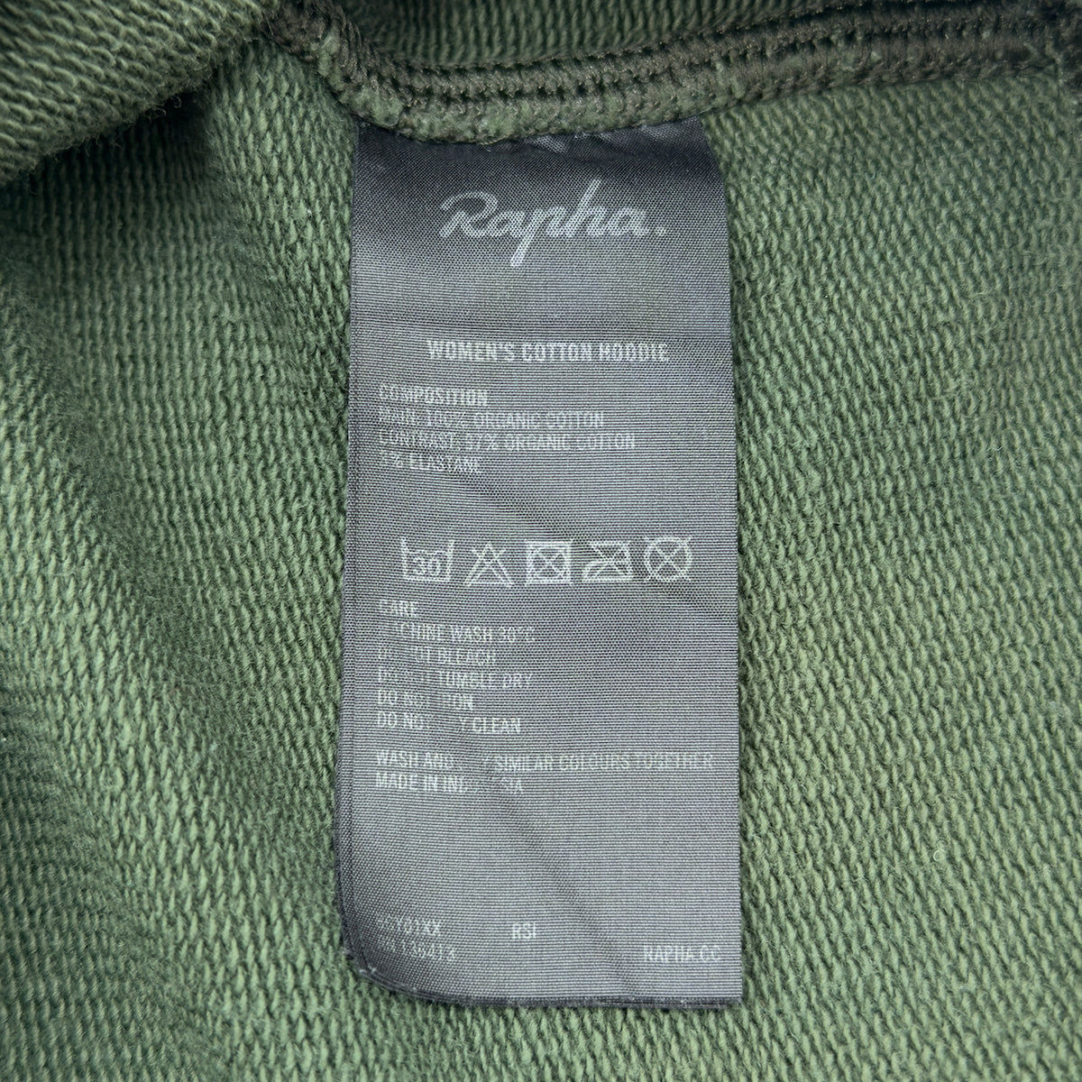 Rapha Women's Cotton Hoodie - XS - Olive Green - Very Good Used Condition