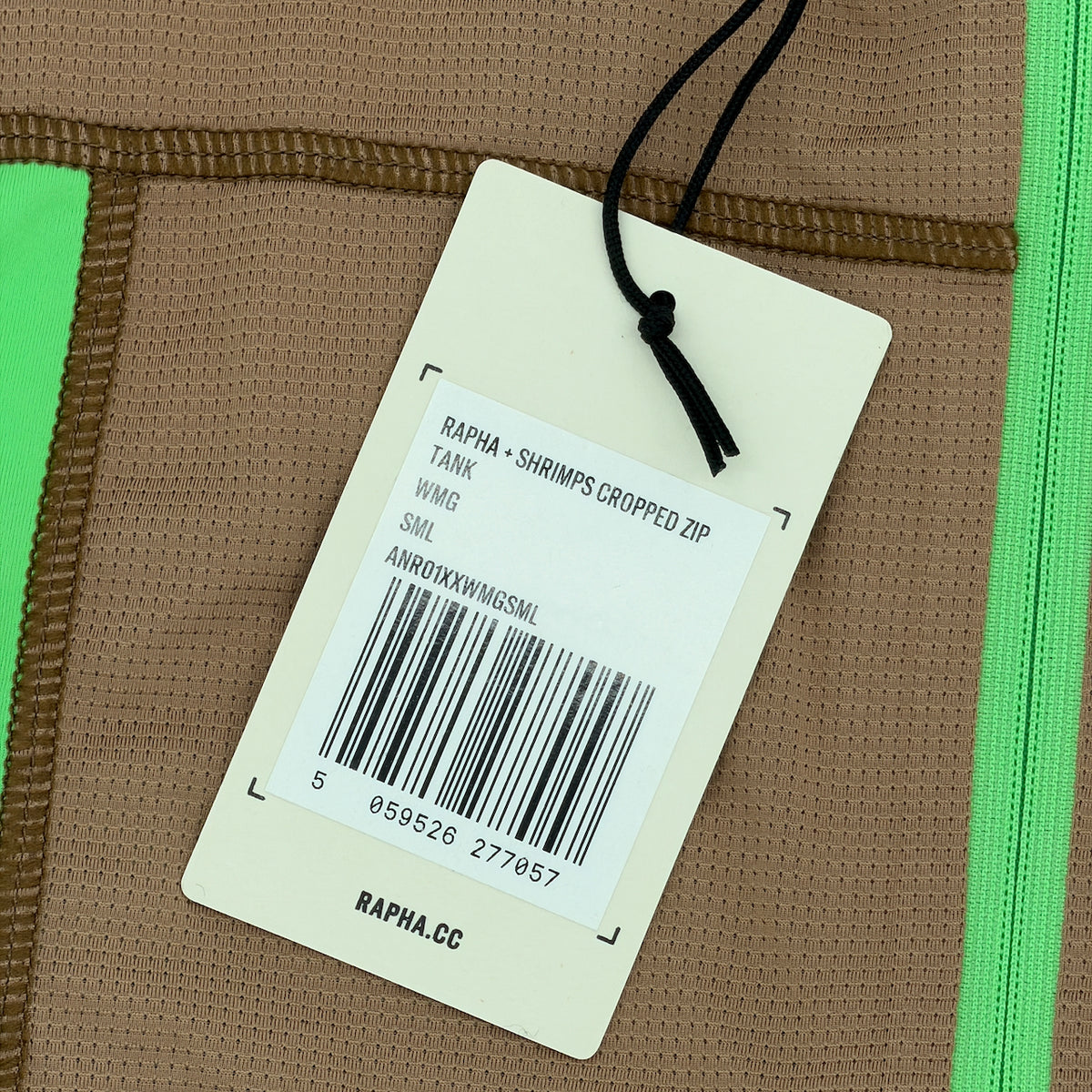 Rapha + Shrimps Women's Cropped Zip Tank - S - Brown / Lime Green - New With Tags