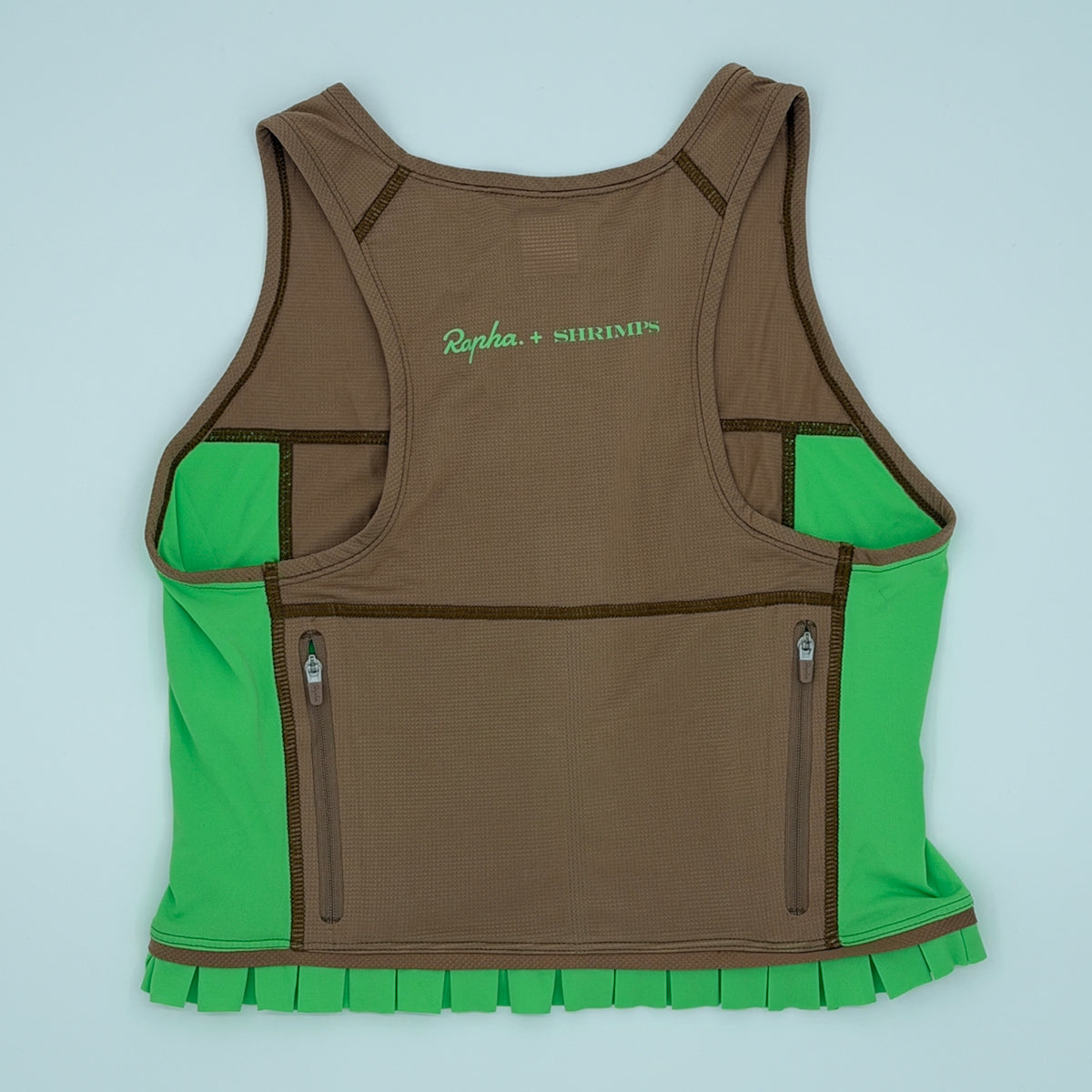 Rapha + Shrimps Women's Cropped Zip Tank - S - Brown / Lime Green - New With Tags