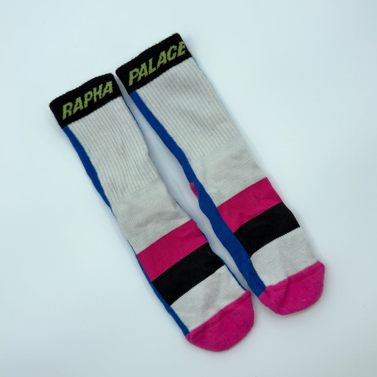Rapha x Palace Socks - S (UK 3-5) - White / Blue / Pink - Very Good Used Condition