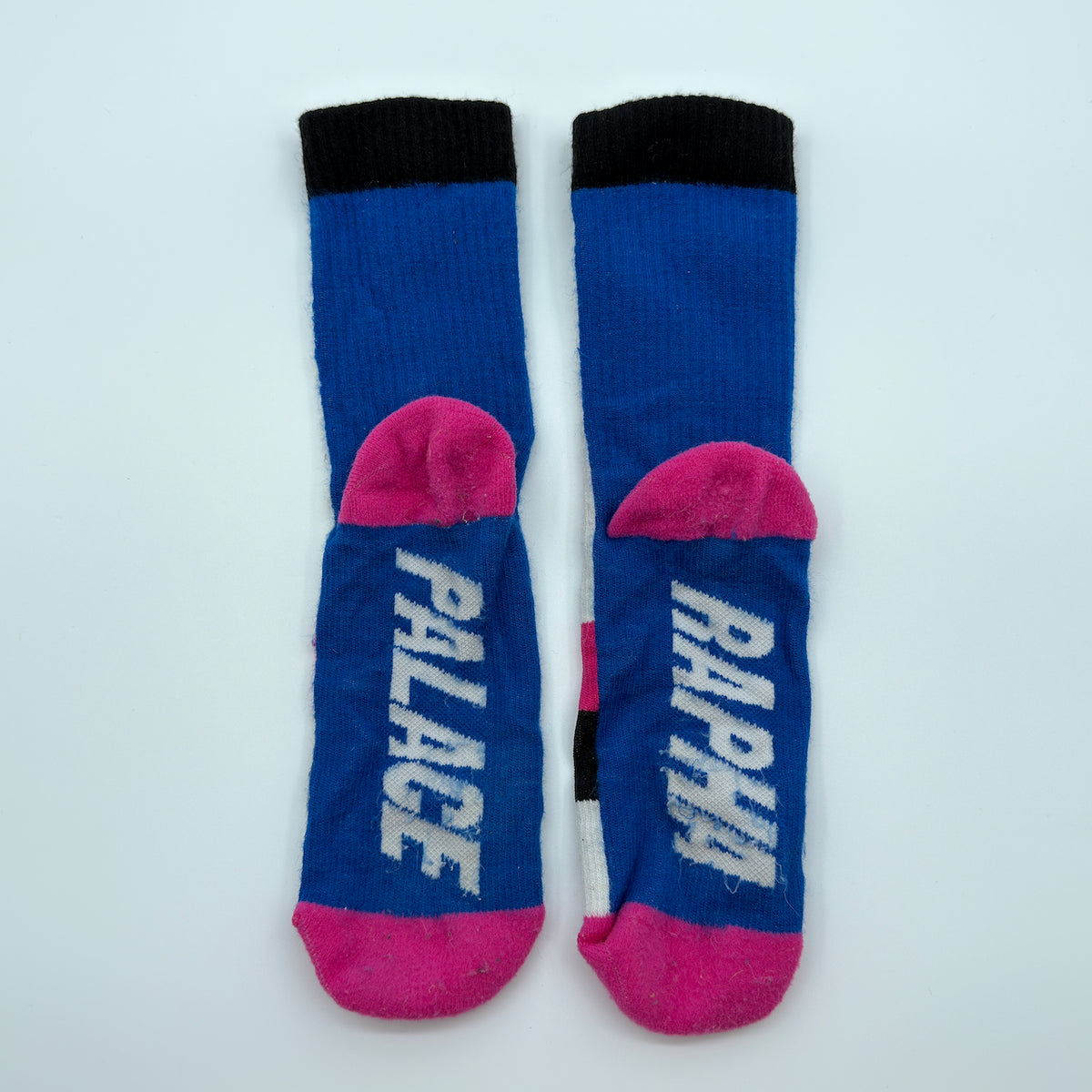 Rapha x Palace Socks - S (UK 3-5) - White / Blue / Pink - Very Good Used Condition