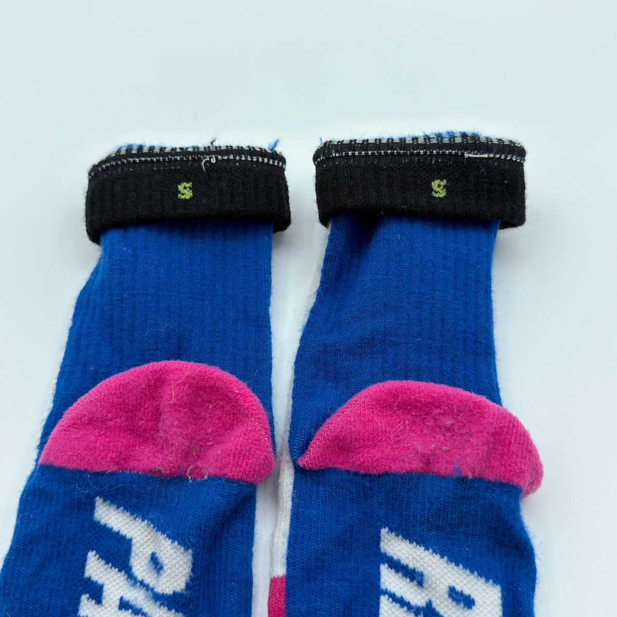 Rapha x Palace Socks - S (UK 3-5) - White / Blue / Pink - Very Good Used Condition
