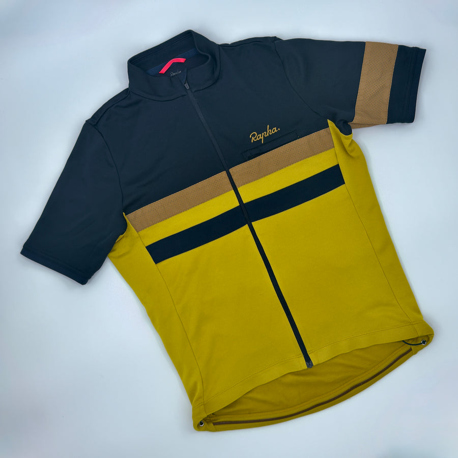 Rapha Men’s Brevet Jersey II - M - Navy/Mustard/Tan - Very Good Used Condition