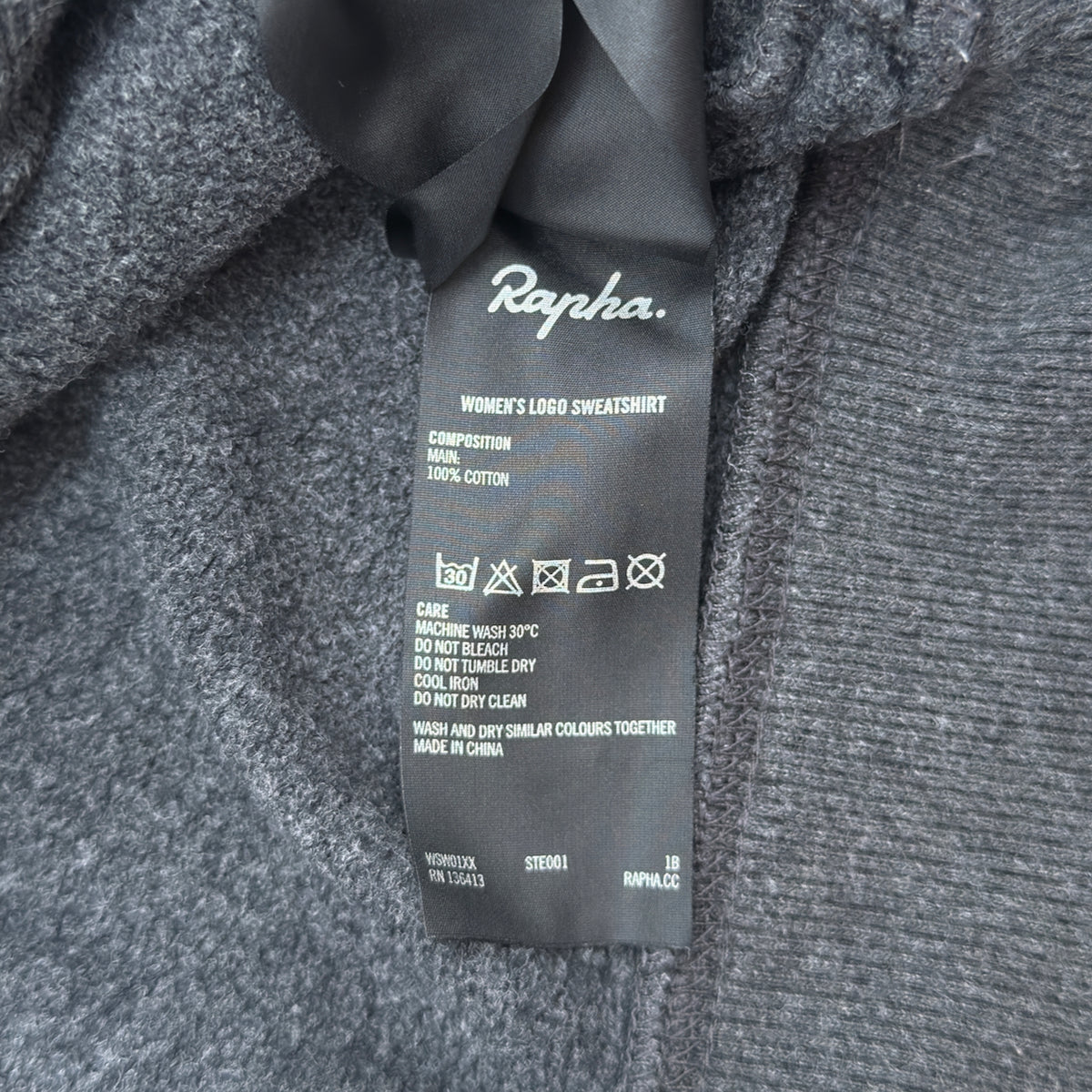 Rapha Stitched Logo Women’s Sweatshirt - XS - Dark Grey - Very Good Used Condition