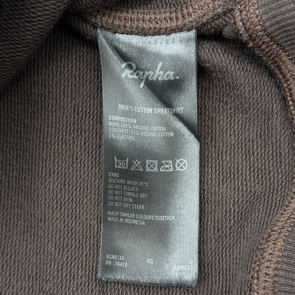 Rapha Men's Cotton Sweatshirt - S - Dark Brown - Excellent Used Condition
