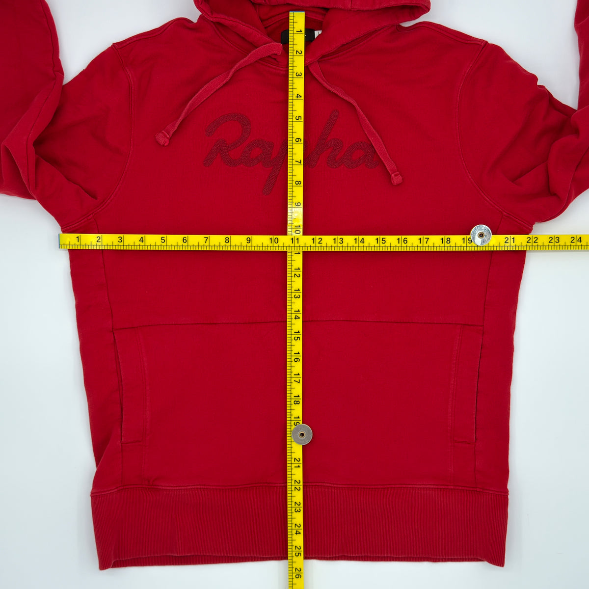 Rapha Men’s Logo Pullover Hoodie - L - Red - Very Good Used Condition