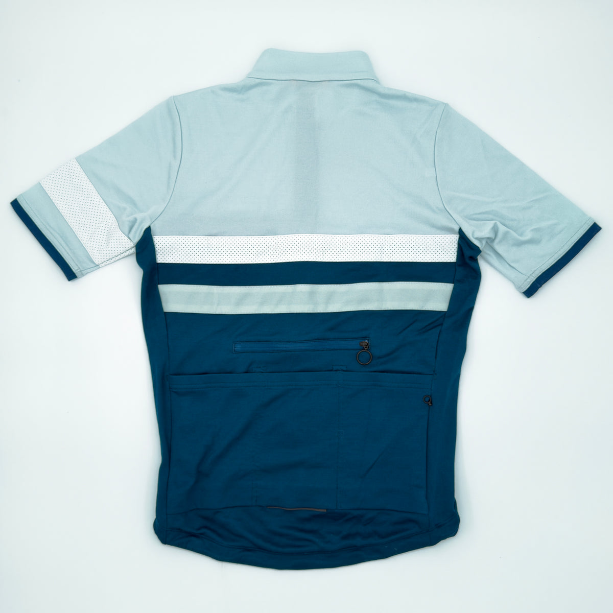 Rapha Men's Brevet Jersey II rear view showing five-pocket construction and hi-vis bands