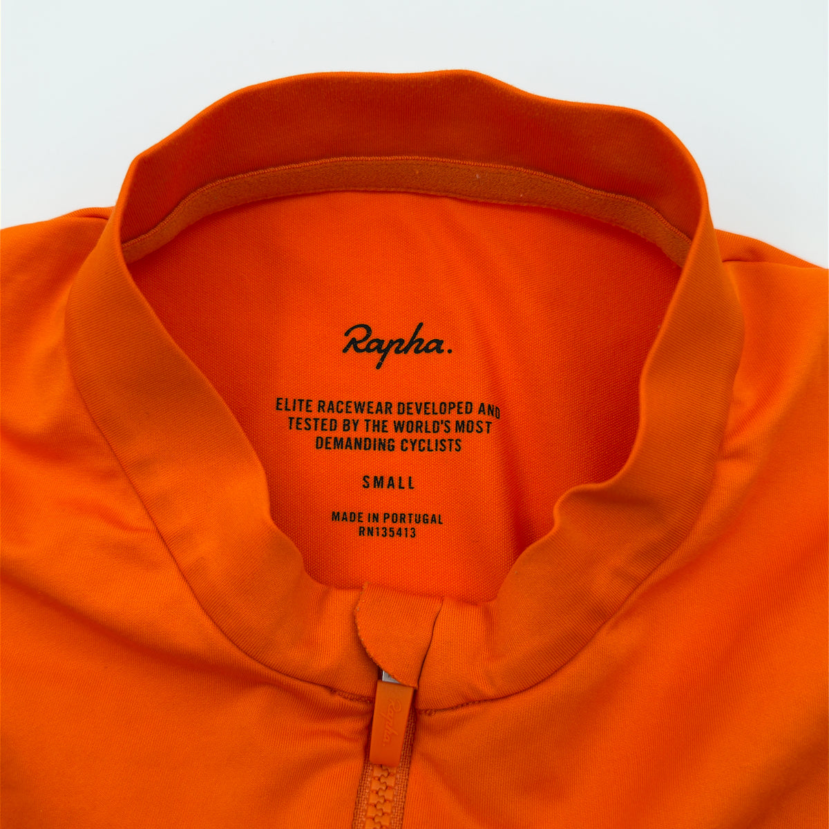 Rapha Men's Pro Team Midweight Jersey collar label, Small, Made in Portugal