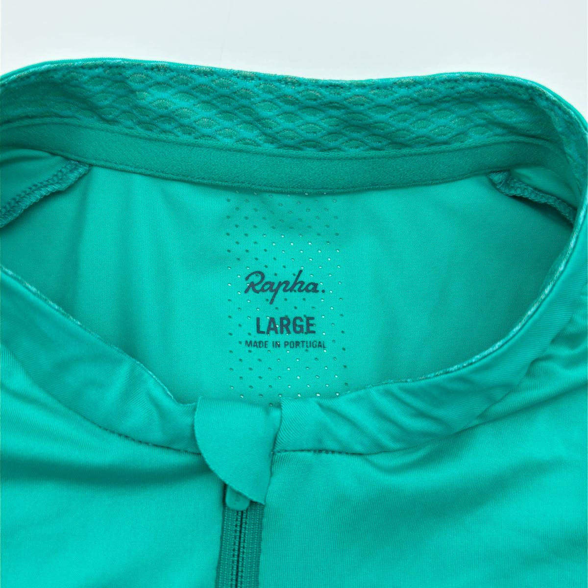 Rapha Women's Lightweight Souplesse Jersey II collar label, Large, Made in Portugal