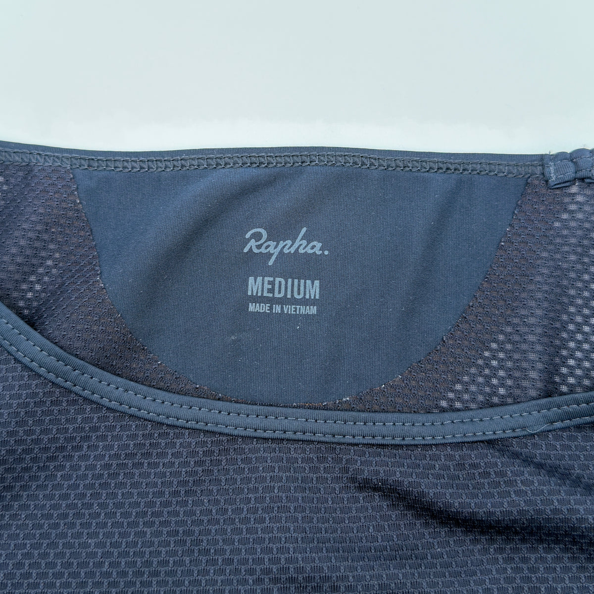 Rapha Women's Long Sleeve Base Layer collar label, Medium, Made in Vietnam