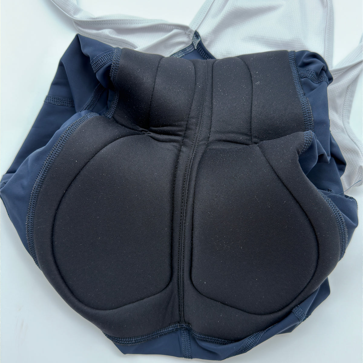 Rapha Pro Team Training Bib Shorts multi-density Pro Team chamois pad shown from the inside