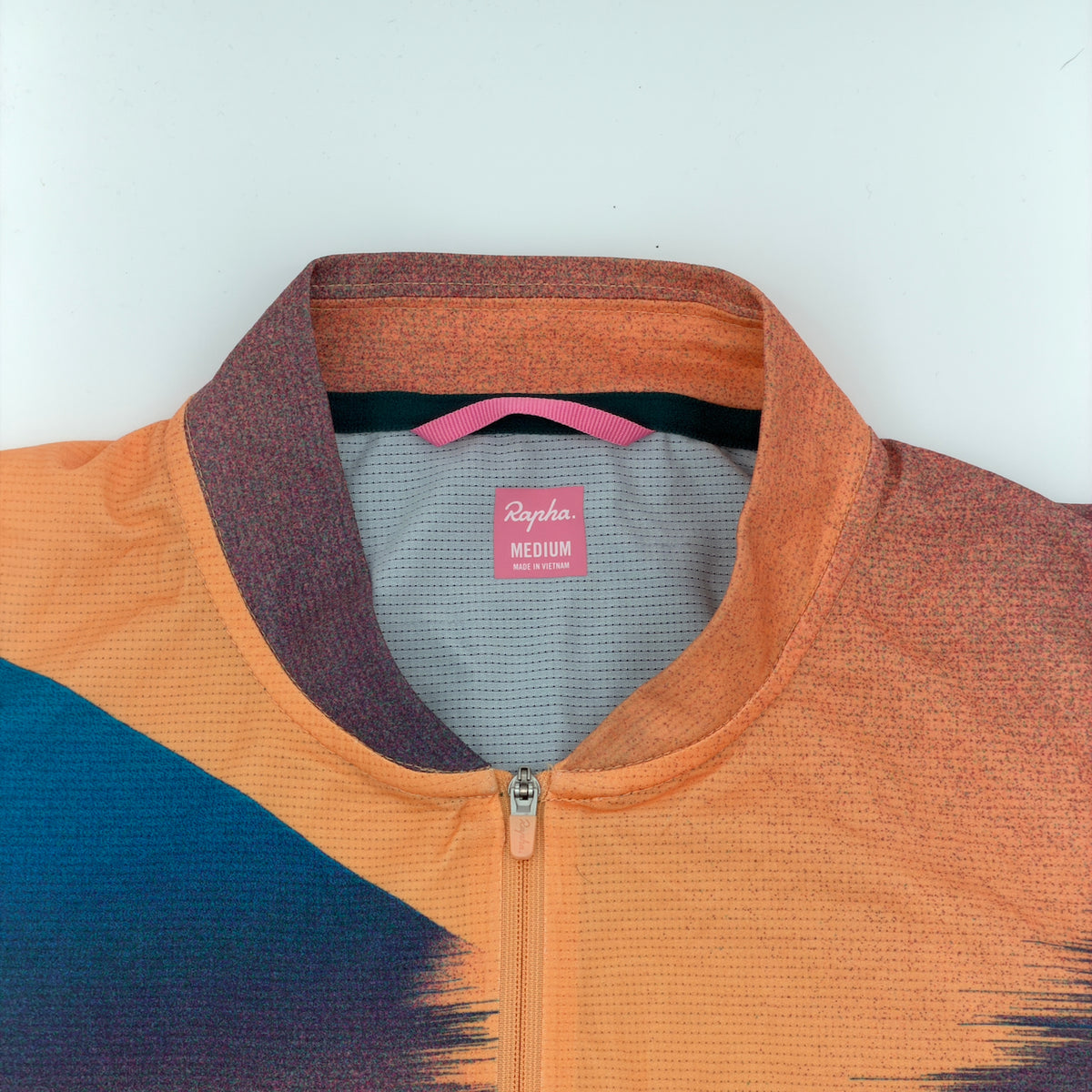Rapha neck label confirming size Medium, made in Vietnam