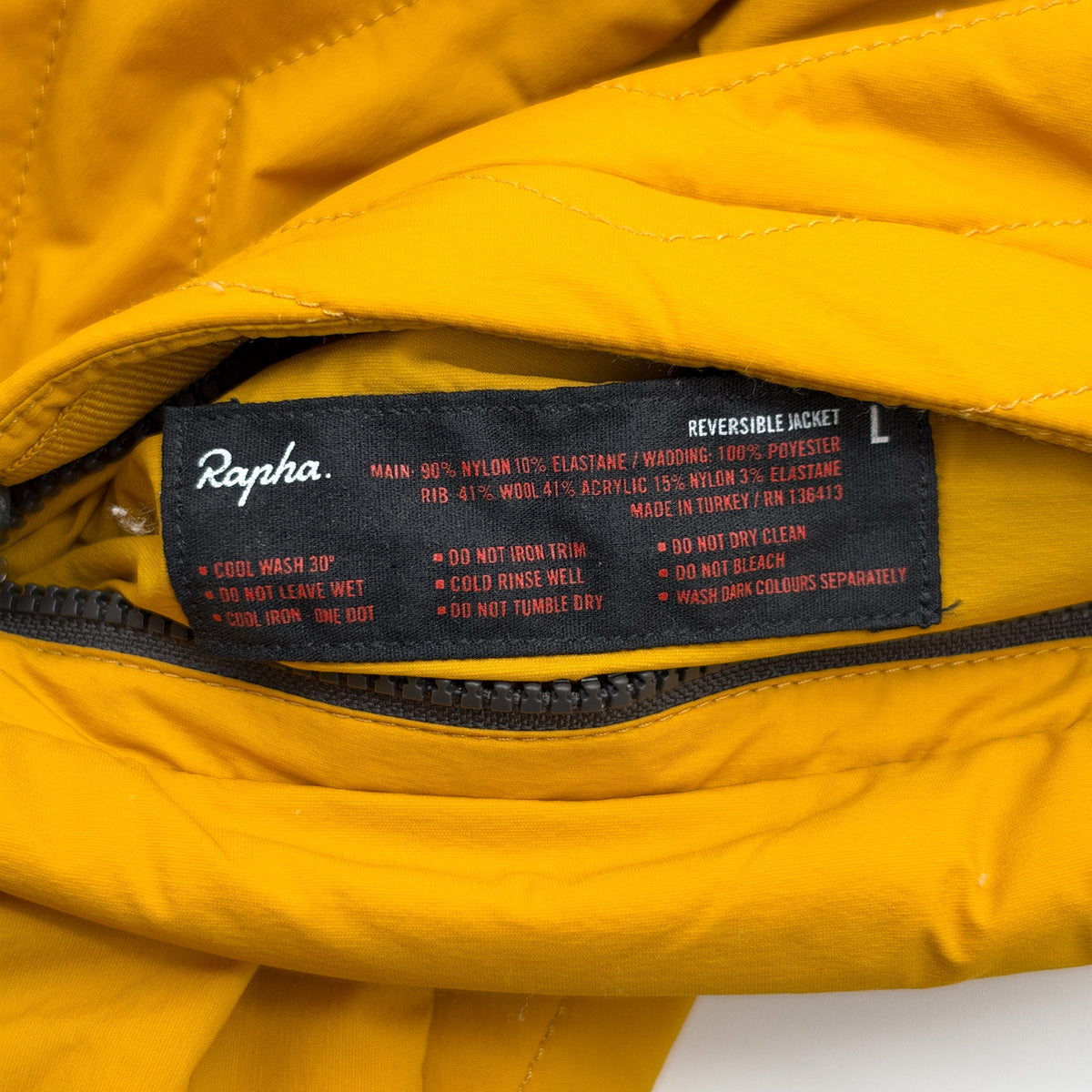 Rapha Reversible Jacket composition and care label