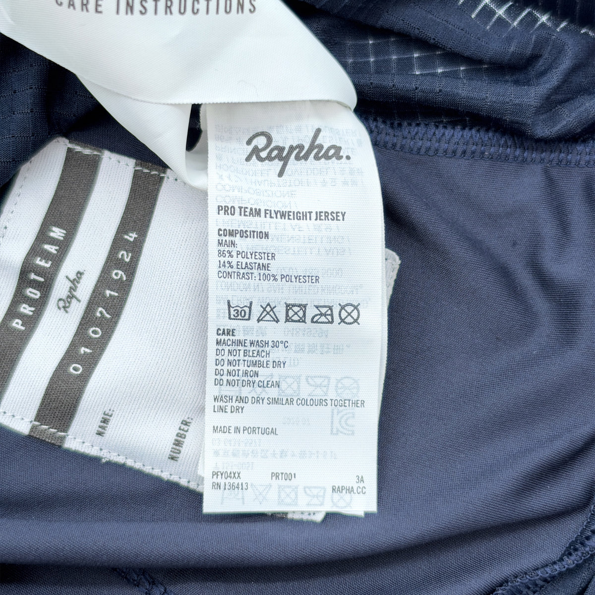 Rapha care label, Pro Team Flyweight Jersey