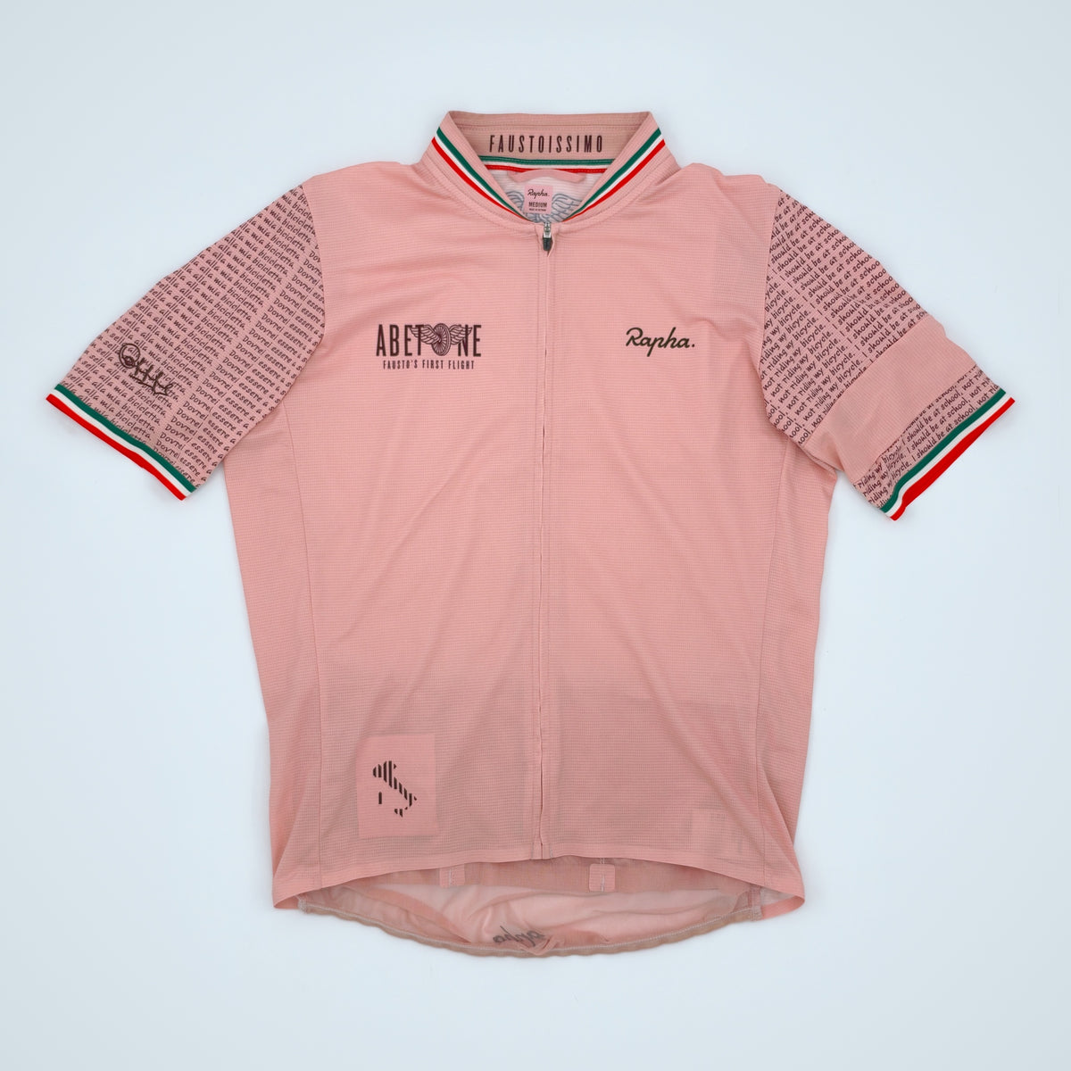 Rapha Coppi Flyweight Jersey flat front view in pink