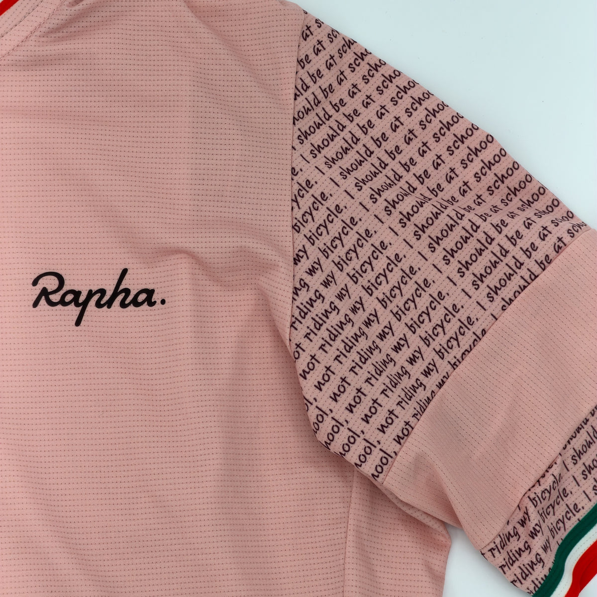 Sleeve detail with Rapha logo and tricolore cuff
