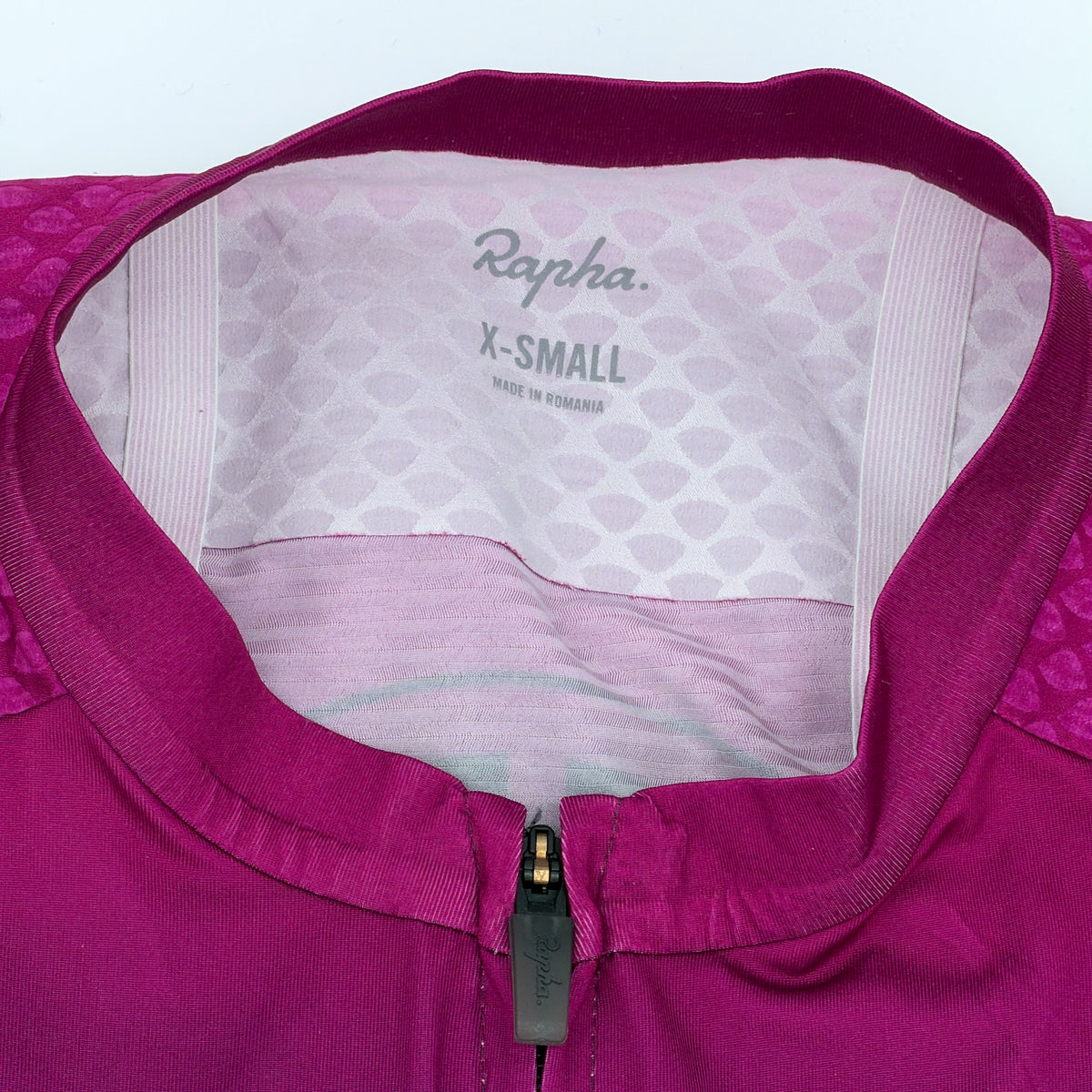 Rapha neck label showing X-Small